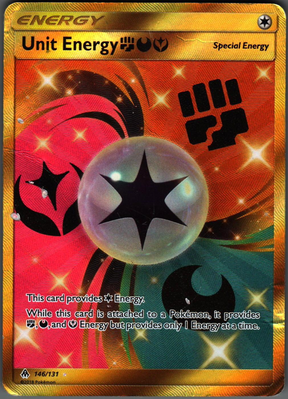 Unit Energy FightingDarknessFairy 146/131 Forbidden Light Pokemon Holo HP
