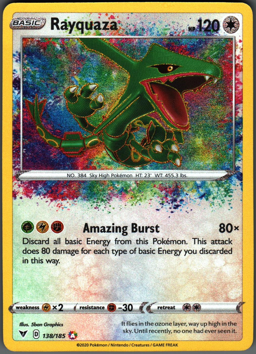 Rayquaza 138/185 Amazing Rare Vivid Voltage Pokemon Holo Near Mint