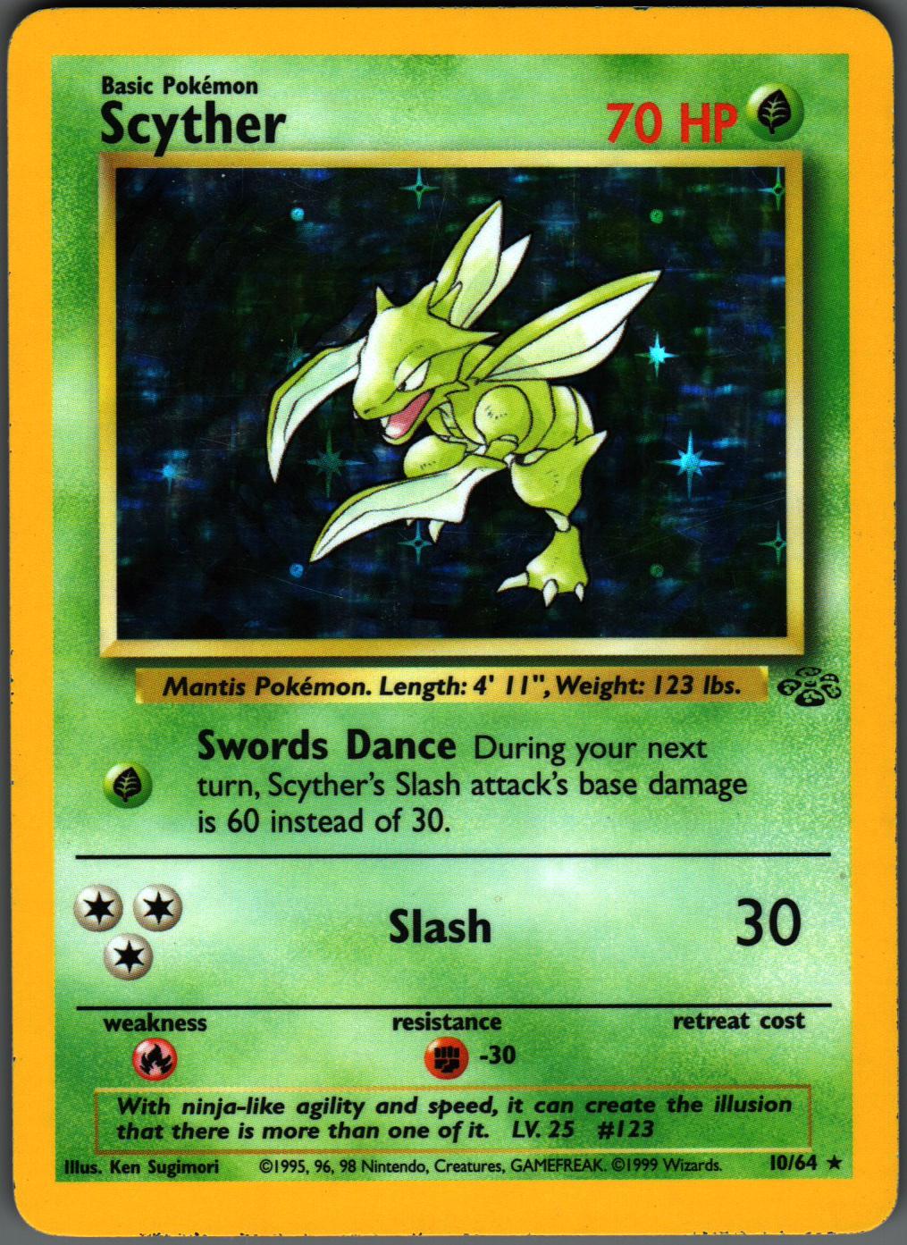 Scyther 10/64 Rare Jungle Pokemon Unlimited Holo Lightly Played