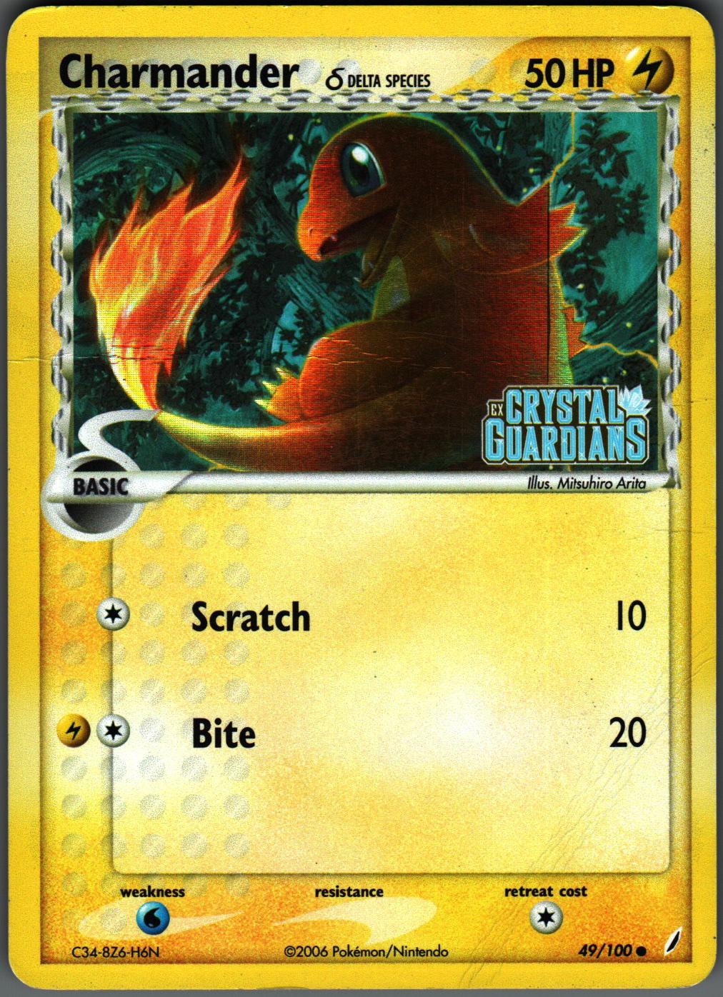Charmander 49/100 (Promo) Crystal Guardians Pokemon Reverse Holo Near Mint
