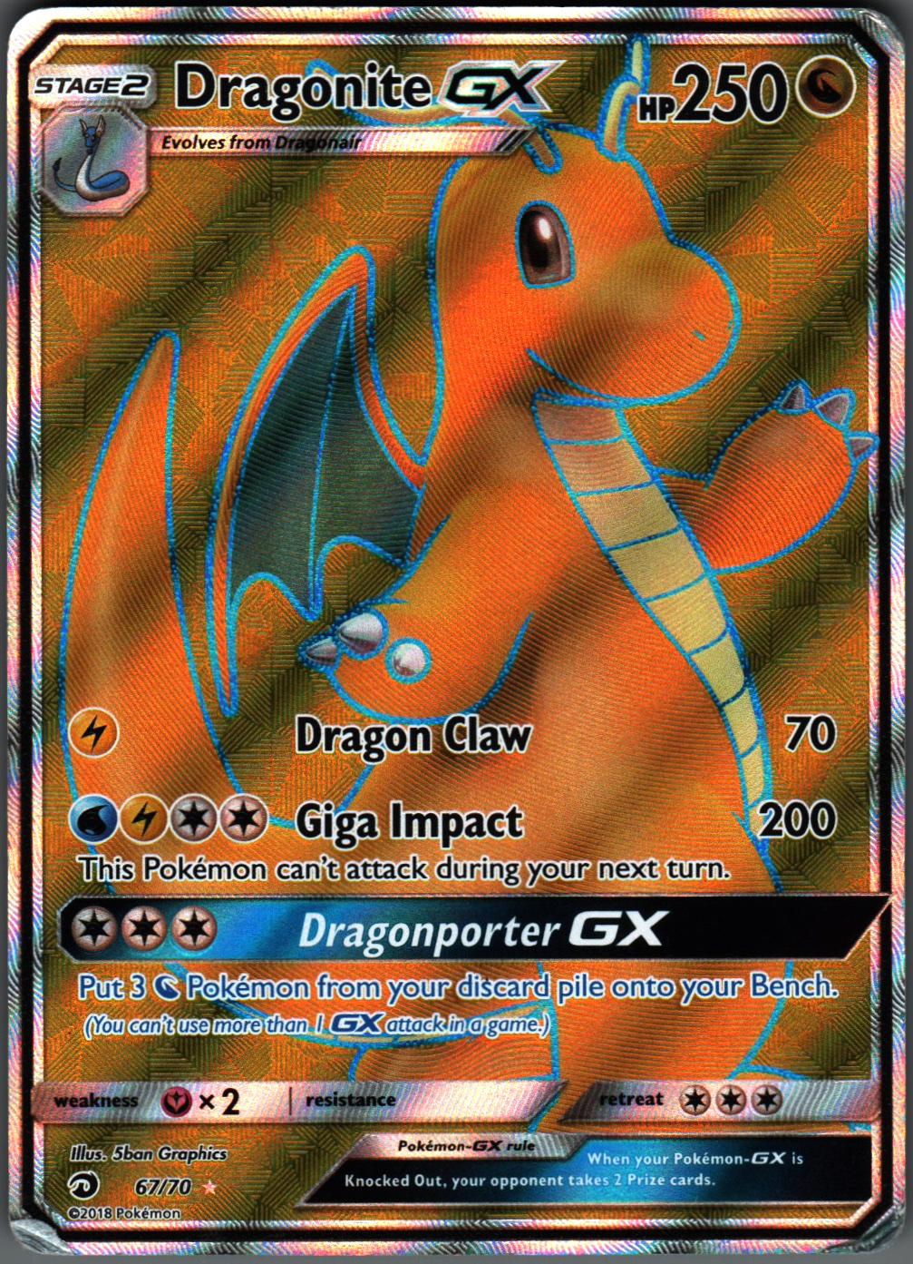Dragonite GX 67/70 Ultra Rare Dragon Majesty Pokemon Holo Moderately Played