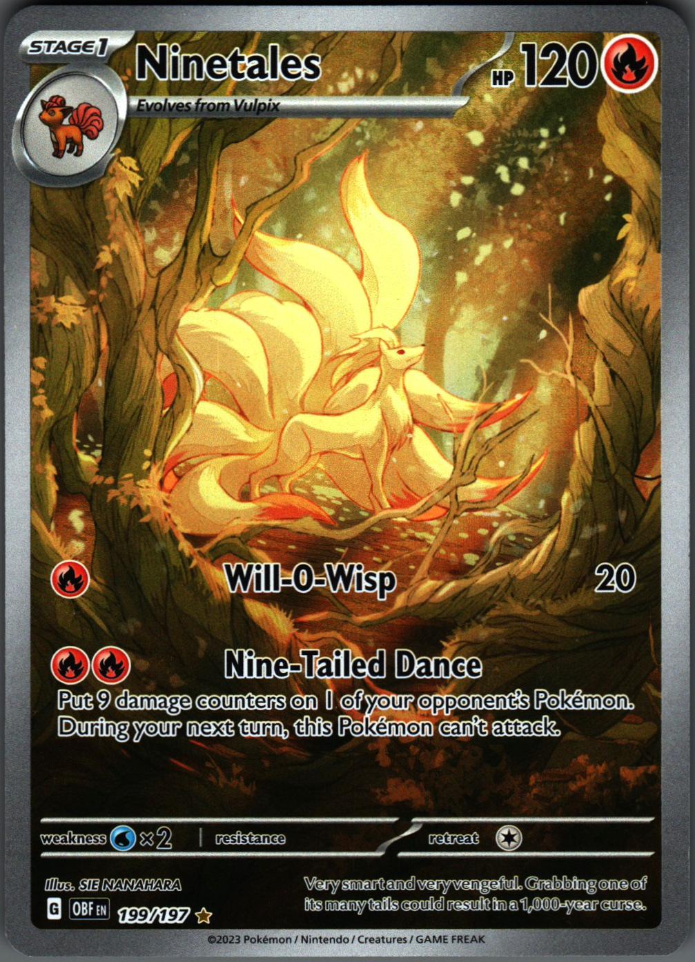 Ninetales 199/197 Illustration Rare Obsidian Flames Pokemon Holo Near Mint